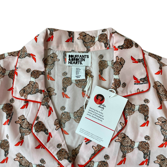 Pink Poodle Pajama Shorts Set Size SMALL by Bouffants & Broken Hearts New - Picture 3 of 16